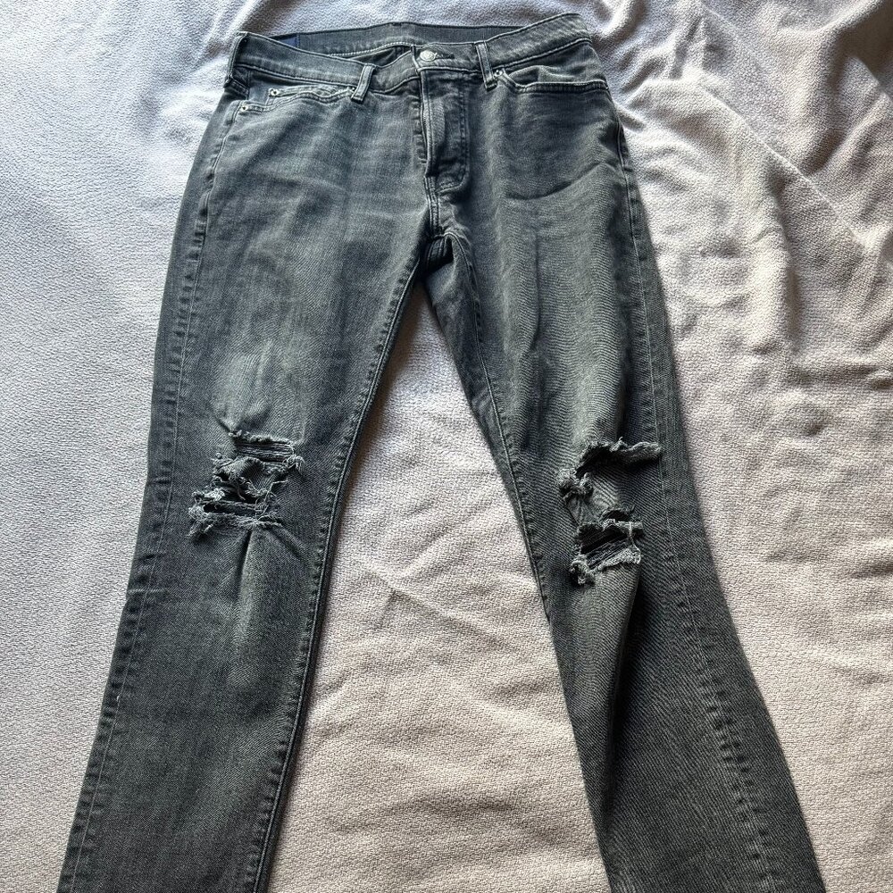 Abercrombie & Fitch Men's Stretch Skinny Distressed Jeans [Black]